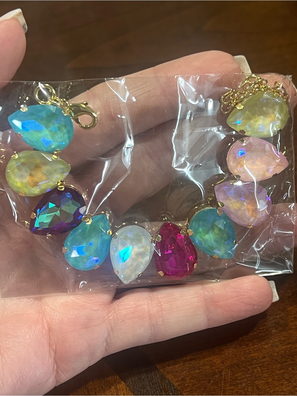 Multicolor Teardrop Crystal Statement Bracelet